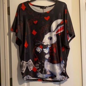 Alice in wonderland Black print blouse